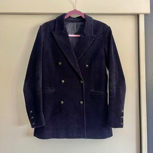 & Other Stories Navy Corduroy Double Breasted Blazer Jacket